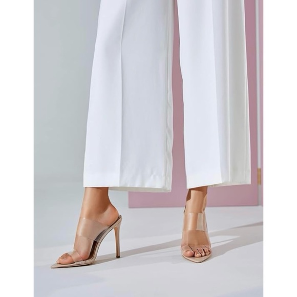 New Vivianly Clear Nude Pointy Toe Heels - Picture 2 of 14